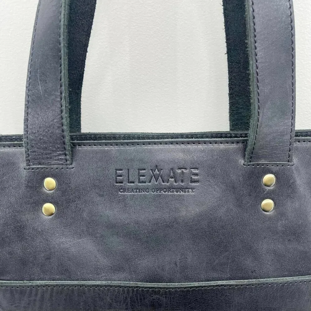 Elevate People Leather Bucket Bag Tote‎ Black Full-Grain Crossbody Minimalist